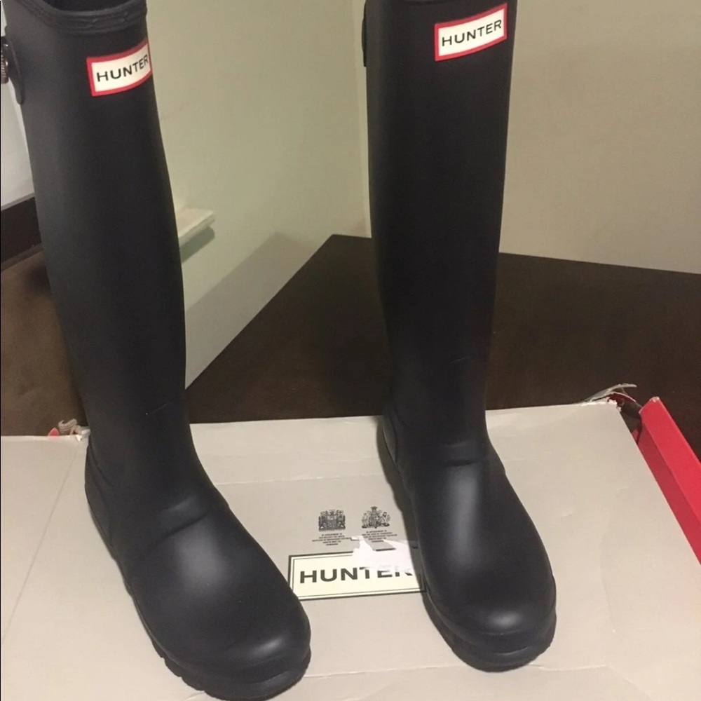Hunter~Womens Original Back Adjustable Black Boots